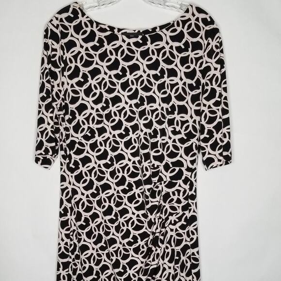 Connected Apparel Geometric Circles Print Dress 3/4 Sleeves, Size 14 - Picture 4 of 8